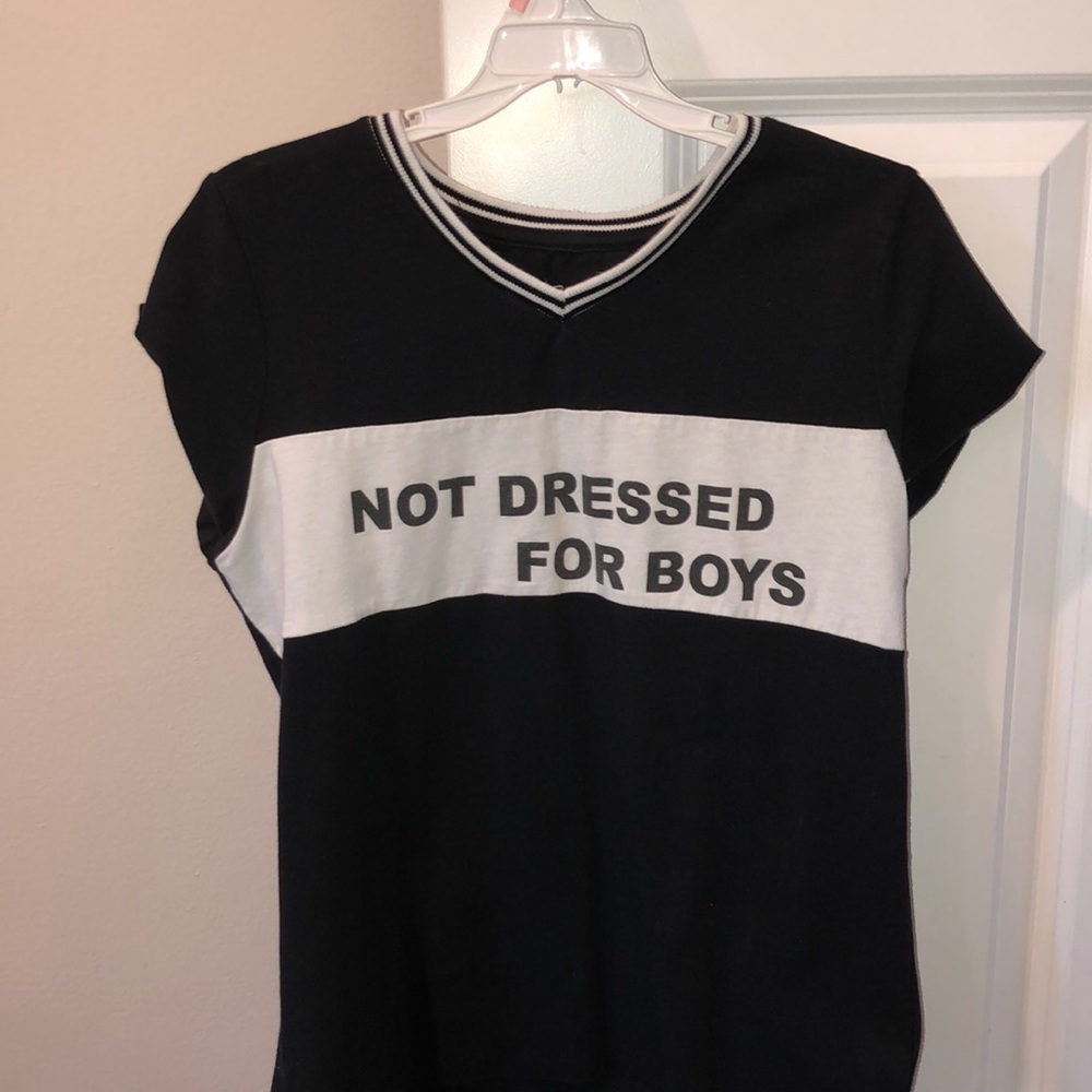 black and white shirt